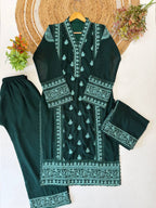 Royal Emerald Green Georgette Embroidered Palazzo Suit with Designer Dupatta - Festive Wear