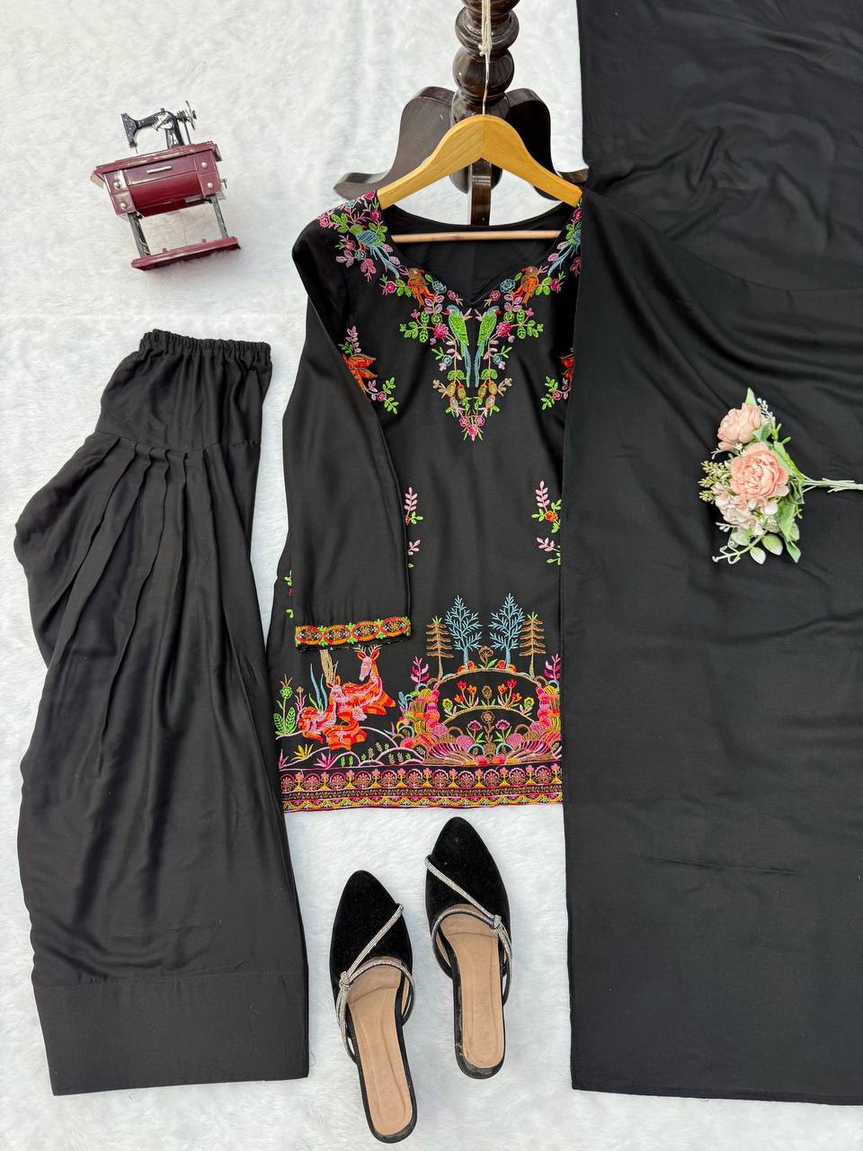 Designer Black Kurta Farshi Salwar Set for Graceful Festive and Casual Looks