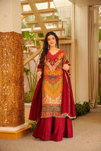 Viral Red Designer Kurti Sharara Set for Festive and Wedding Season Glam