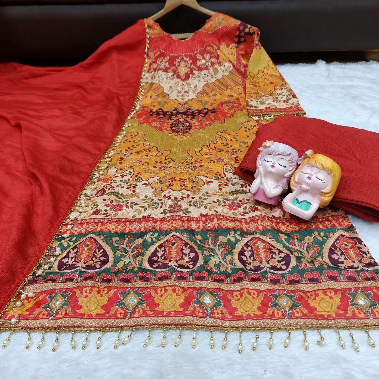 Viral Red Designer Kurti Sharara Set for Festive and Wedding Season Glam