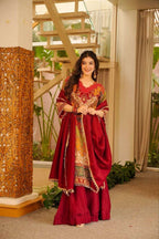 Viral Red Designer Kurti Sharara Set for Festive and Wedding Season Glam