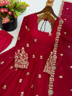 Maroon Festive Anarkali Suit Set for Karwa Chauth, Wedding & Traditional Occasions