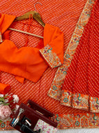 Stunning Orange Designer Saree for Weddings, Festive & Party Wear