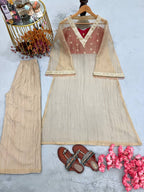 Golden Kurta Red Blouse With Palazzo For Festives And Weddings