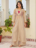 Golden Kurta Red Blouse With Palazzo For Festives And Weddings