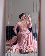 Festive Baby Pink Chinon Sharara Suit with Dupatta â€“ 3 Piece Set