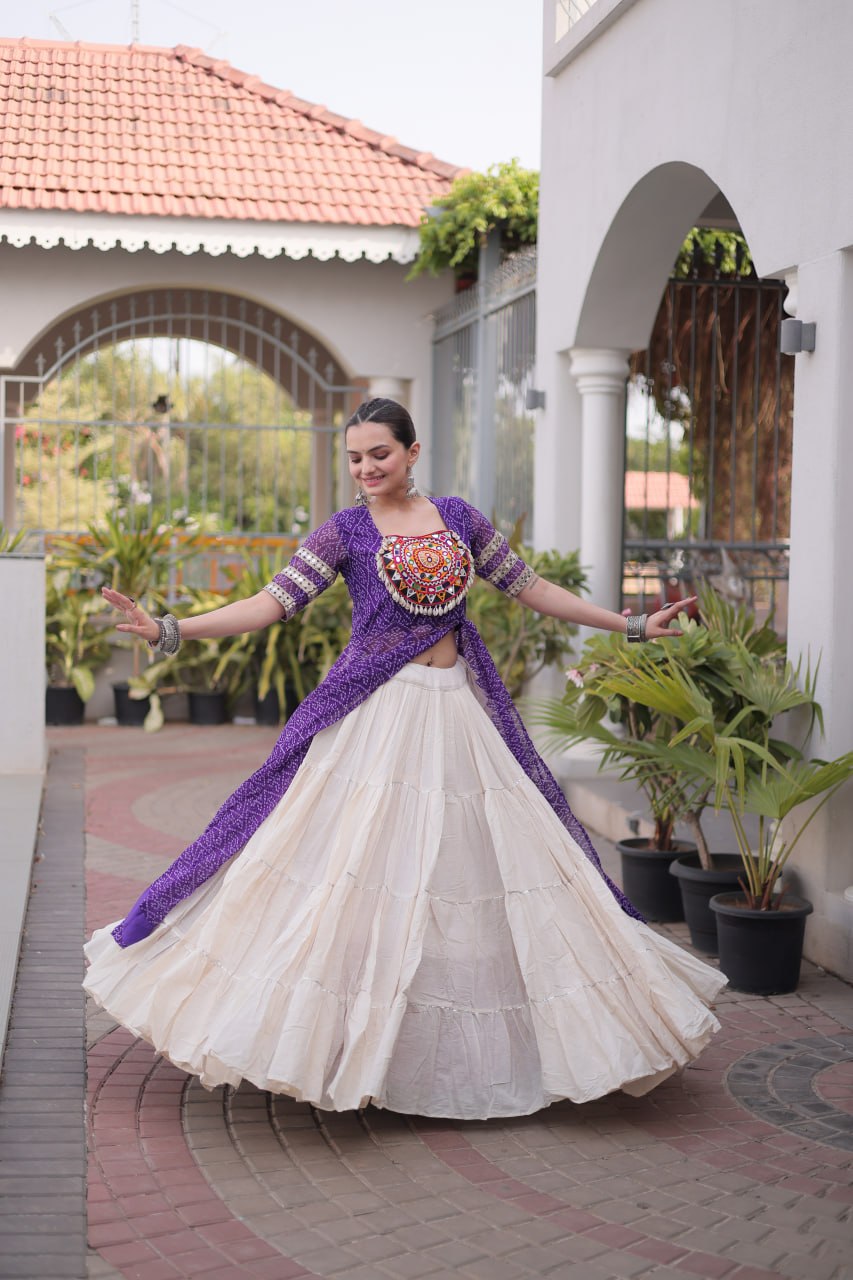Navratri Special Designer Kurti With Lehenga for Women - Traditional Garba Wear