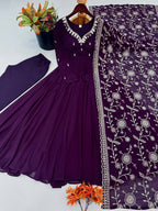 Elegant Anarkali Suit with Embroidered Dupatta for Festive Celebrations