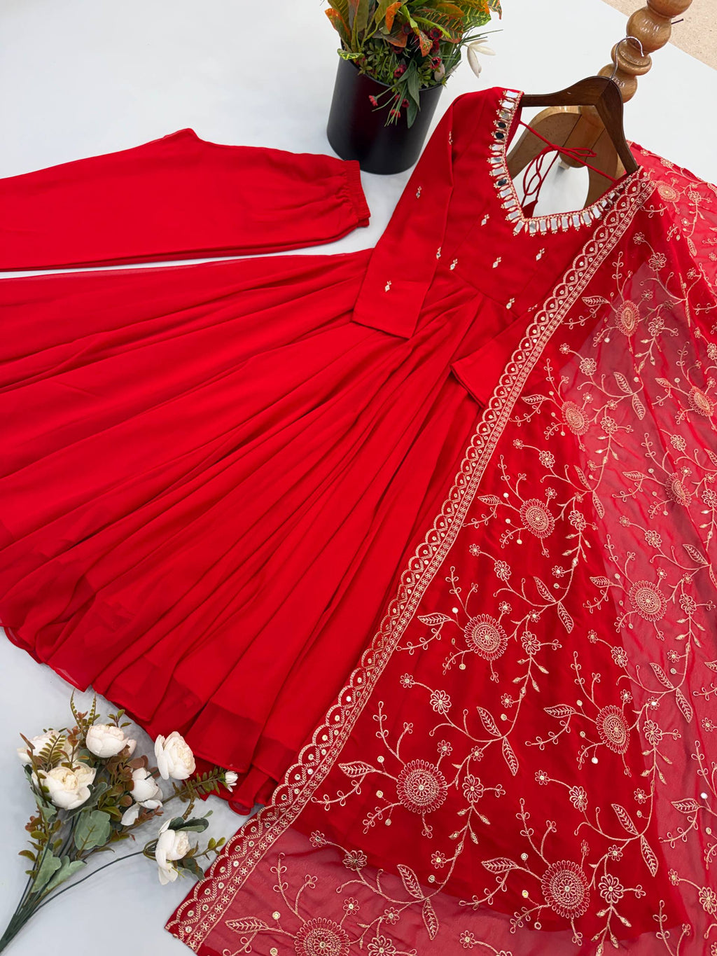 Elegant Anarkali Suit with Embroidered Dupatta for Festive Celebrations