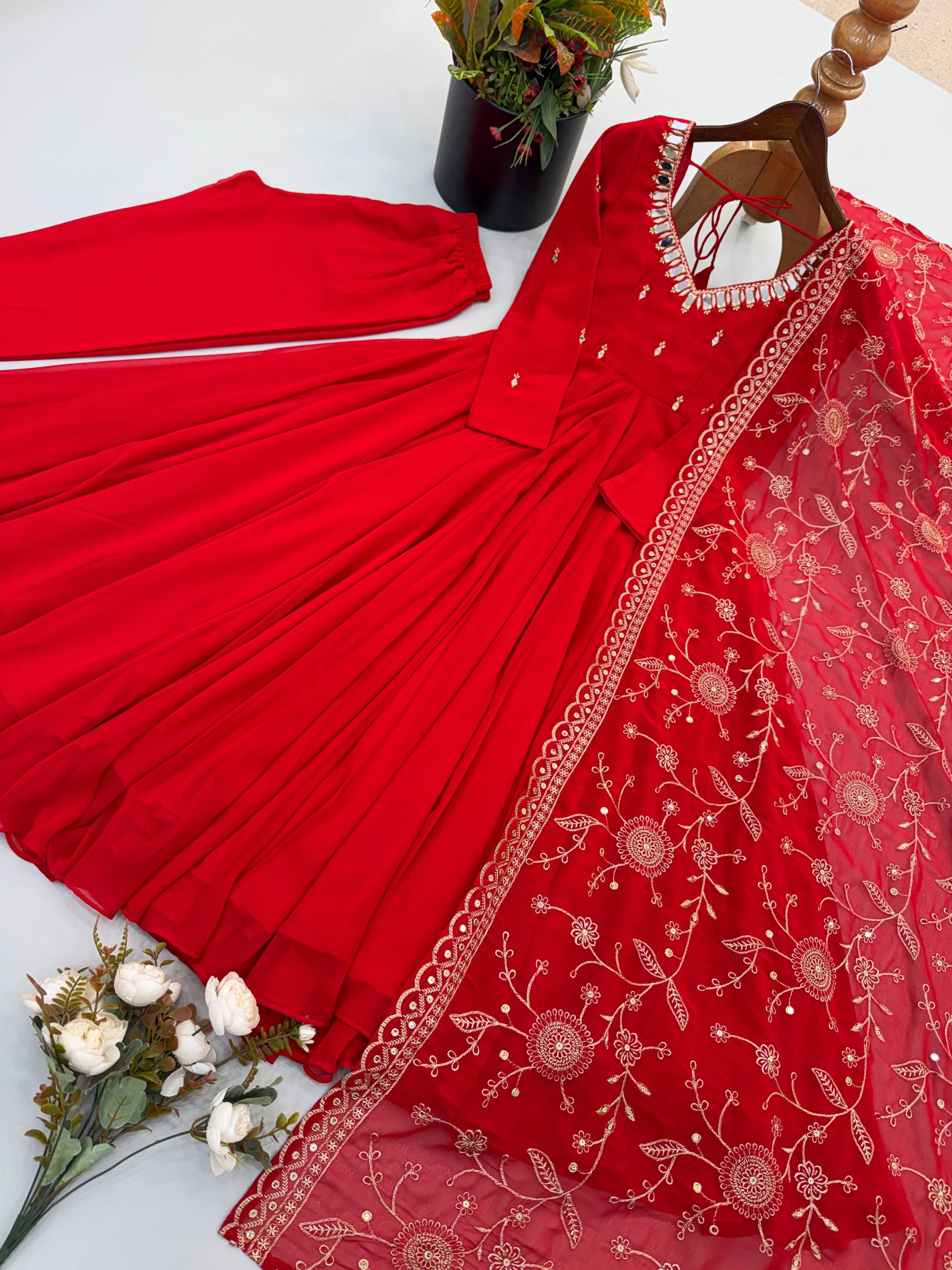 Elegant Anarkali Suit with Embroidered Dupatta for Festive Celebrations