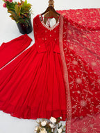 Elegant Anarkali Suit with Embroidered Dupatta for Festive Celebrations