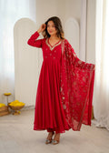 Elegant Anarkali Suit with Embroidered Dupatta for Festive Celebrations