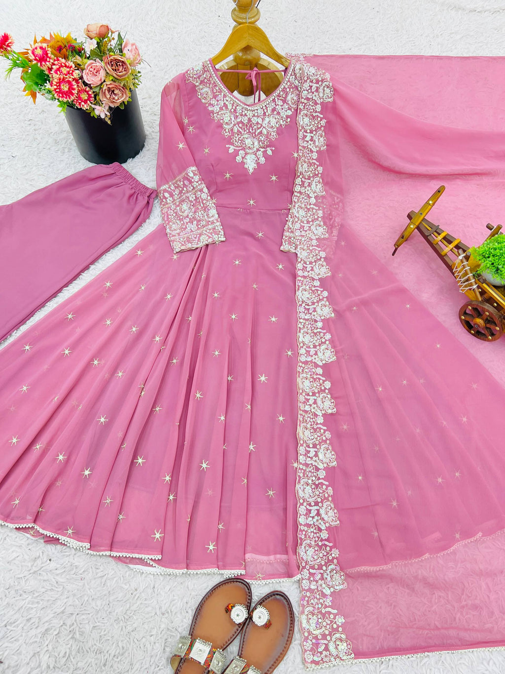 Elegant Embroidered Rembo Sequence Designer Anarkali Suit For Festivals