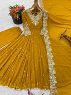 Elegant Embroidered Rembo Sequence Designer Anarkali Suit For Festivals