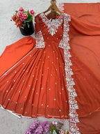 Elegant Embroidered Rembo Sequence Designer Anarkali Suit For Festivals