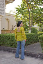 Bandhani Kutchi Gamthi Patchwork Georgette Festive Peplum Top For Navratri