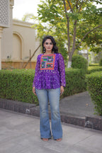 Bandhani Kutchi Gamthi Patchwork Georgette Festive Peplum Top For Navratri