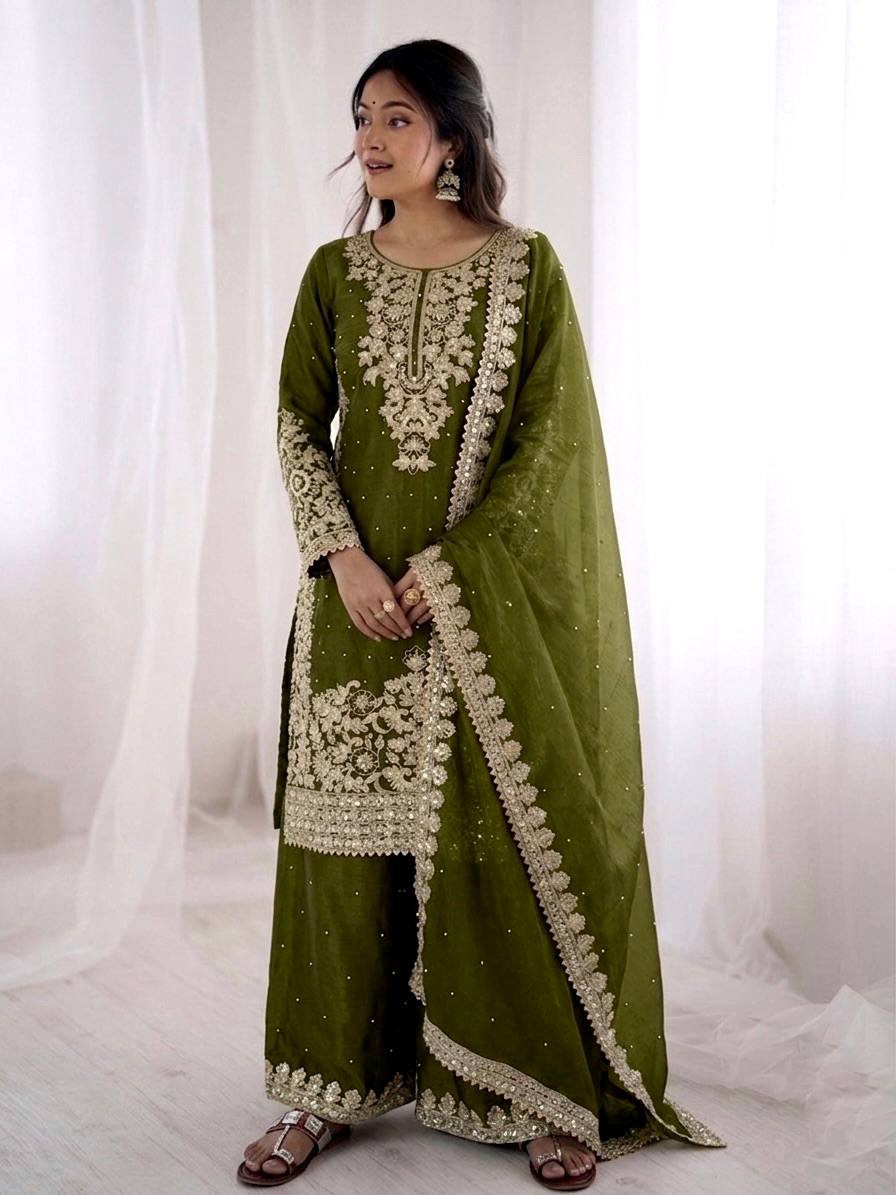 Designer Silk Embroidered Kurta Bottom For Dupatta For Festive & Celebrations
