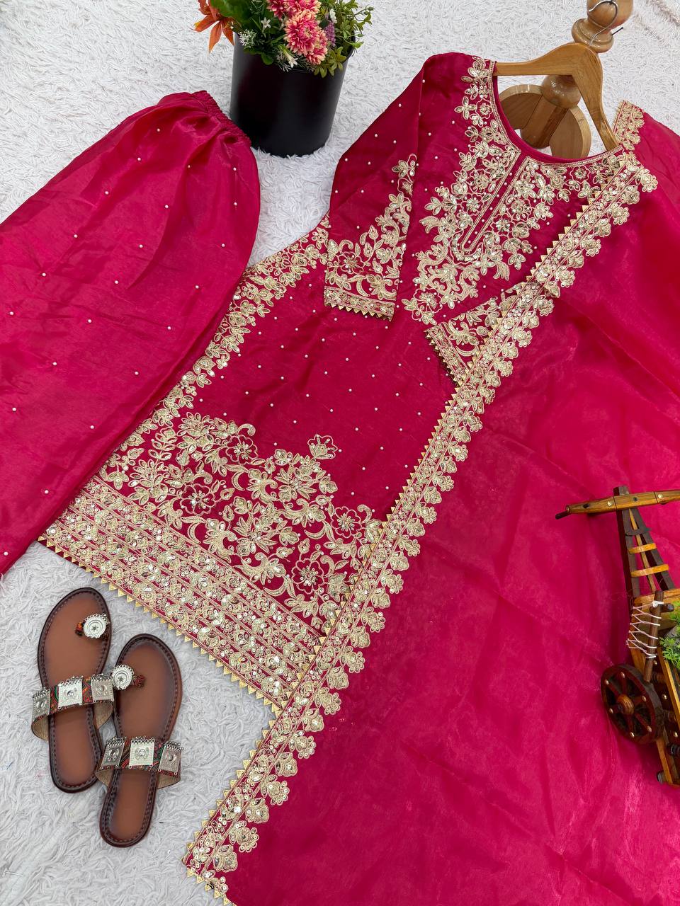 Designer Silk Embroidered Kurta Bottom For Dupatta For Festive & Celebrations