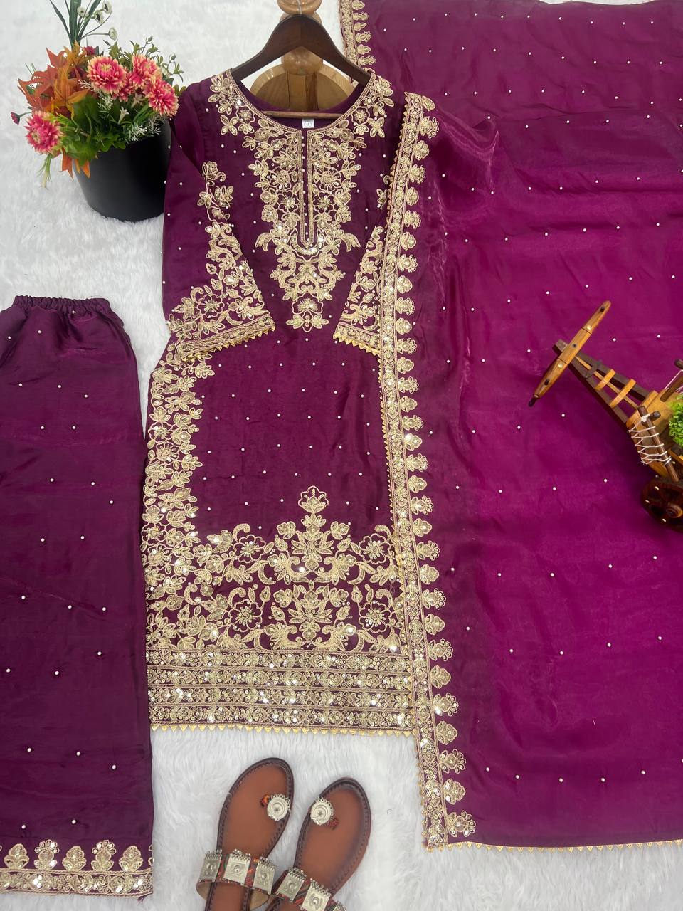 Designer Silk Embroidered Kurta Bottom For Dupatta For Festive & Celebrations