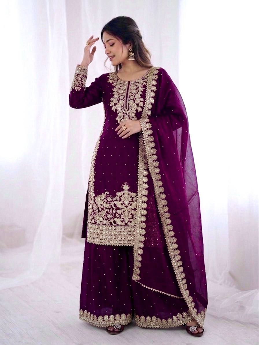 Designer Silk Embroidered Kurta Bottom For Dupatta For Festive & Celebrations