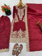 Designer Silk Embroidered Kurta Bottom For Dupatta For Festive & Celebrations