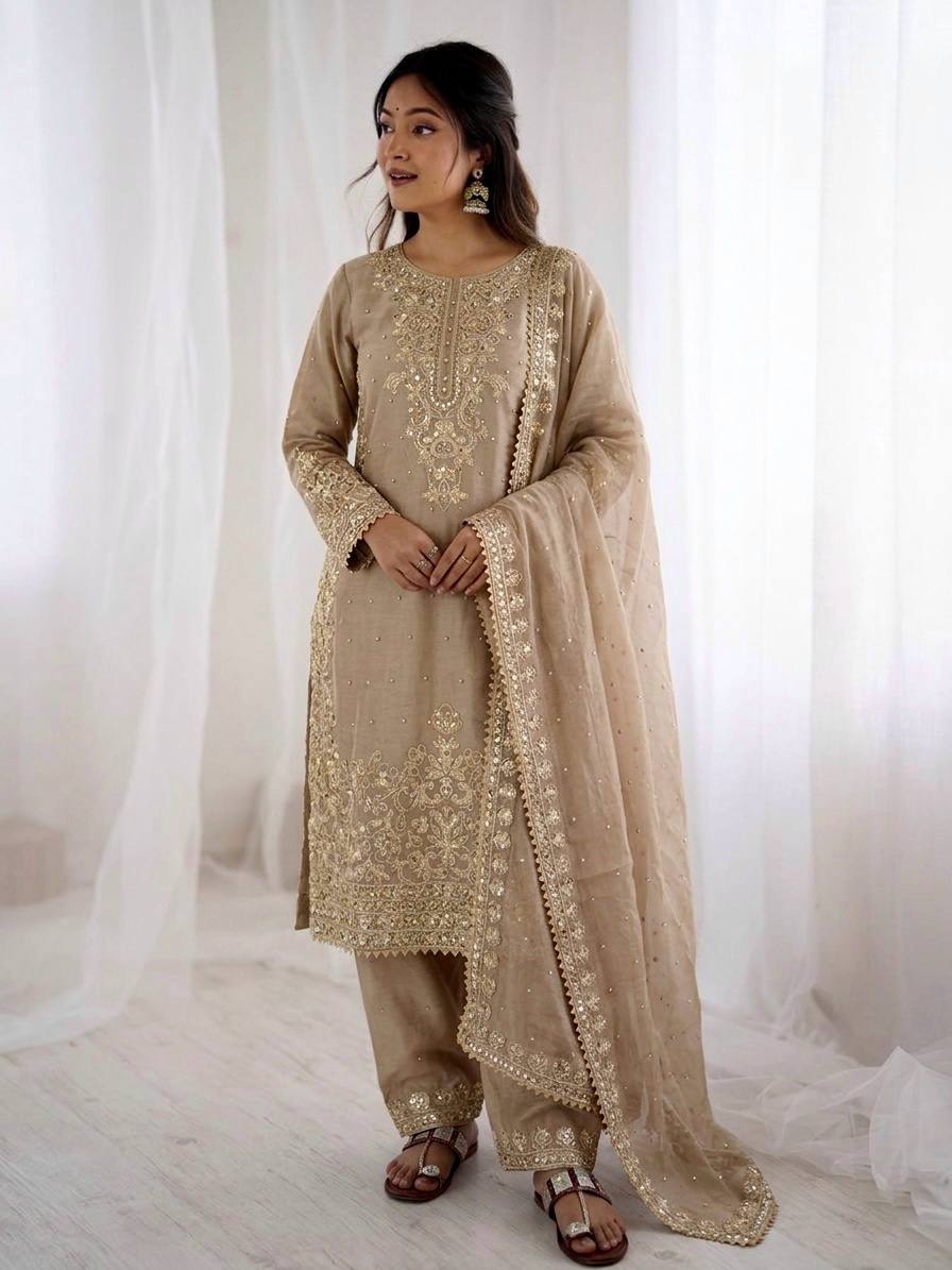 Designer Silk Embroidered Kurta Bottom For Dupatta For Festive & Celebrations
