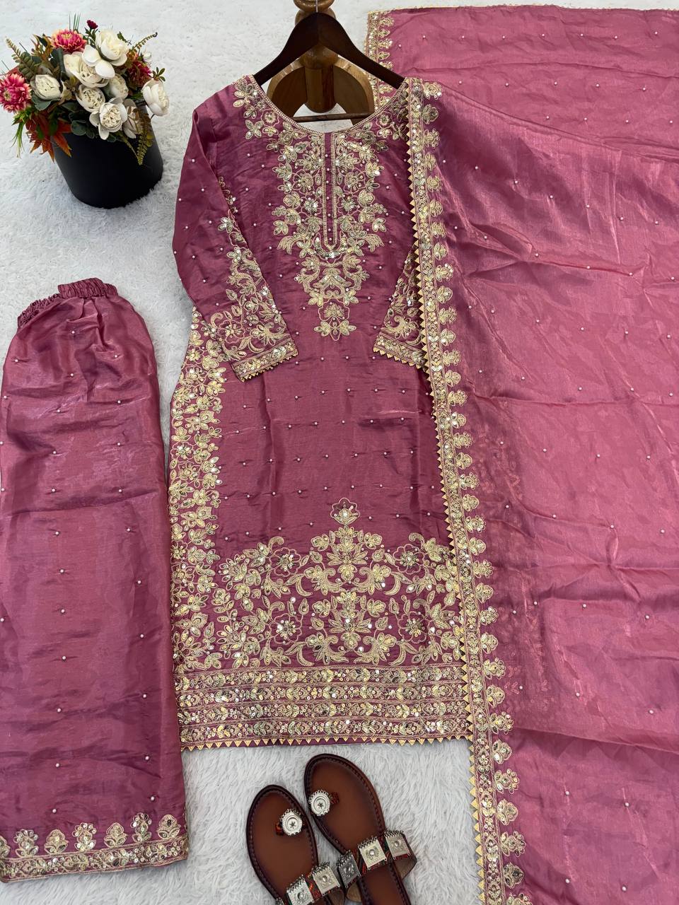 Designer Silk Embroidered Kurta Bottom For Dupatta For Festive & Celebrations