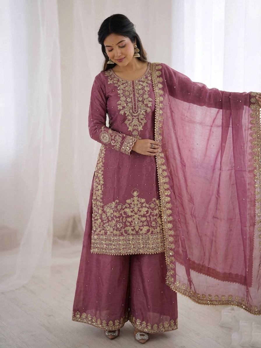 Designer Silk Embroidered Kurta Bottom For Dupatta For Festive & Celebrations