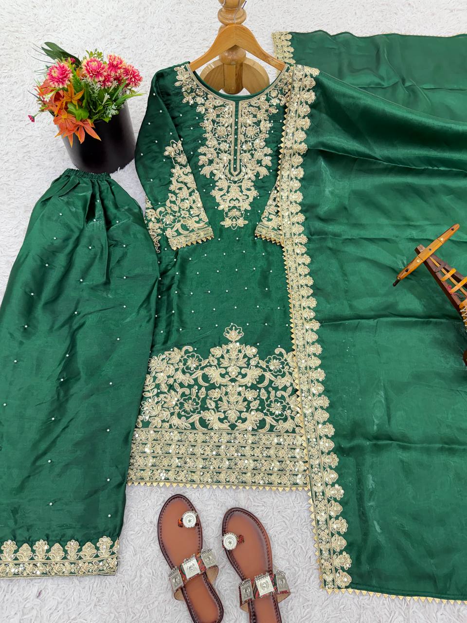 Designer Silk Embroidered Kurta Bottom For Dupatta For Festive & Celebrations