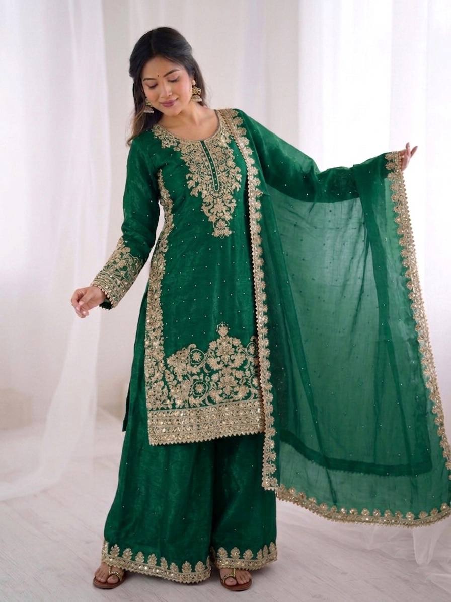 Designer Silk Embroidered Kurta Bottom For Dupatta For Festive & Celebrations