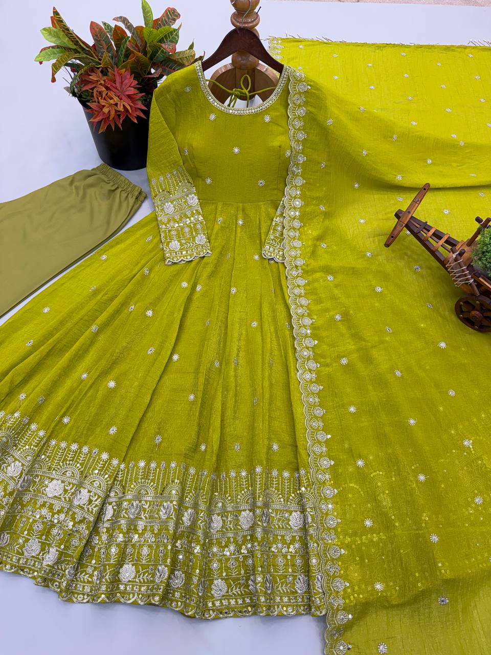 Designer Ready to Wear Anarkali Gown, Pant With Dupatta- Wedding & Festive Wear