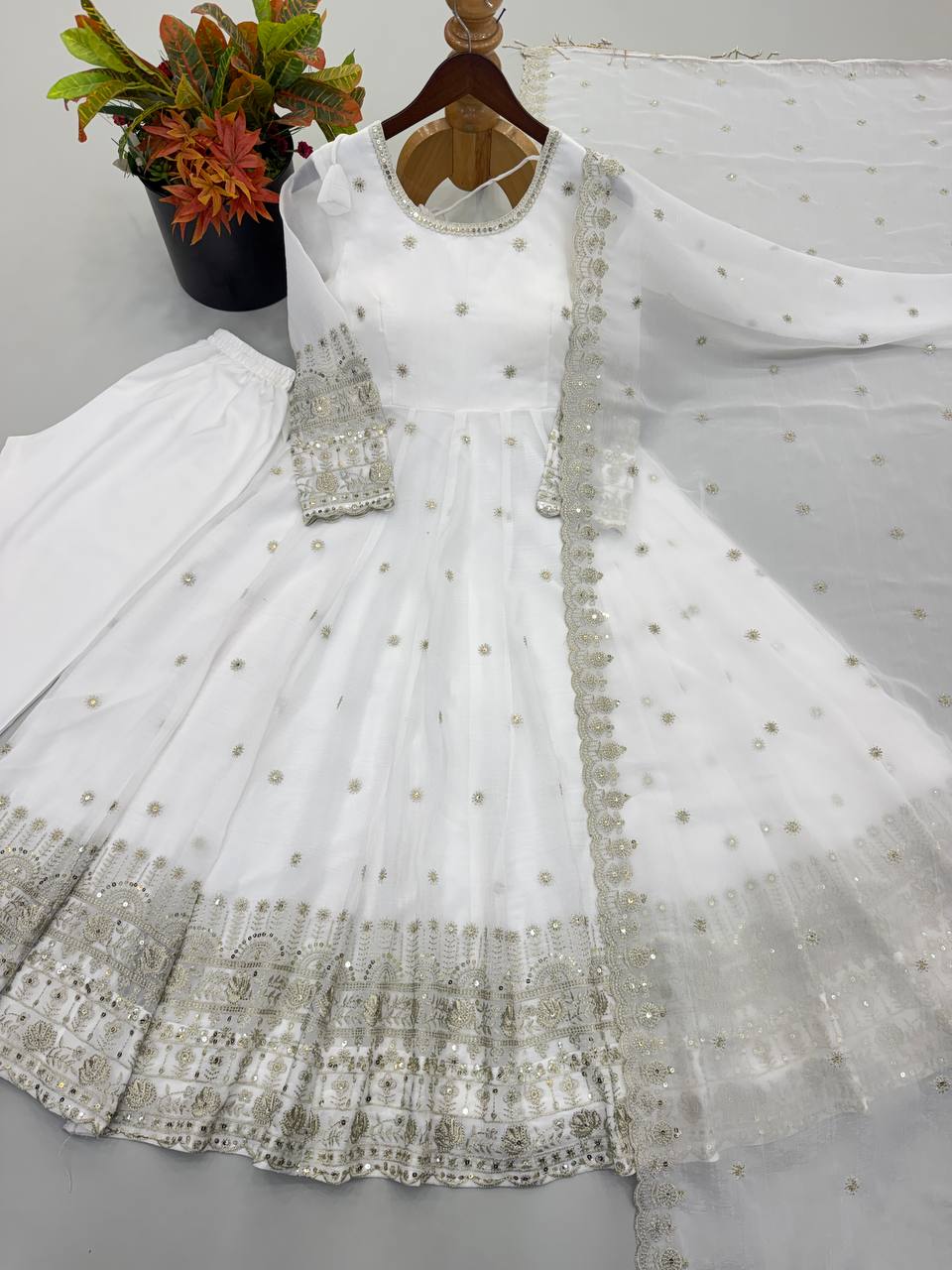 Designer Ready to Wear Anarkali Gown, Pant With Dupatta- Wedding & Festive Wear