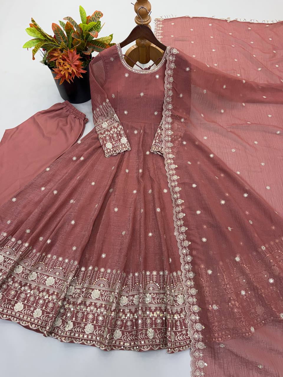 Designer Ready to Wear Anarkali Gown, Pant With Dupatta- Wedding & Festive Wear