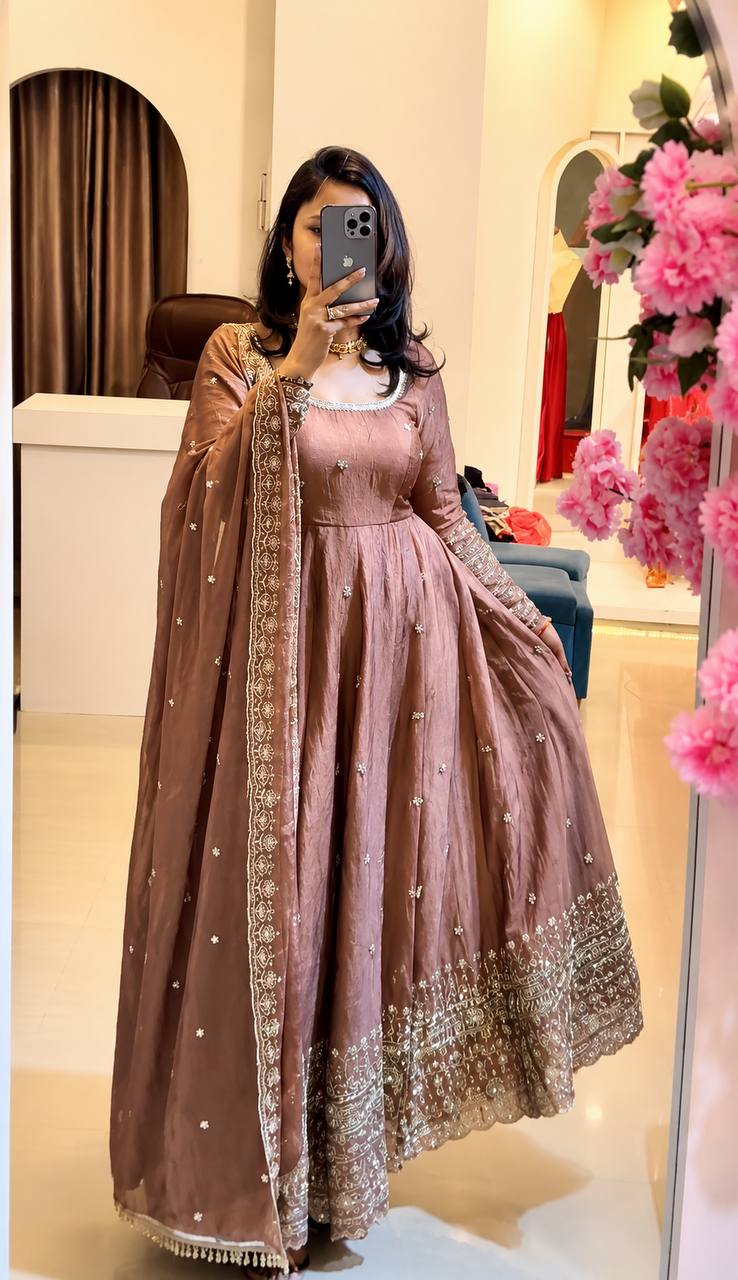 Designer Ready to Wear Anarkali Gown, Pant With Dupatta- Wedding & Festive Wear