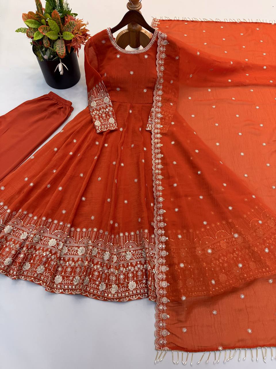 Designer Ready to Wear Anarkali Gown, Pant With Dupatta- Wedding & Festive Wear