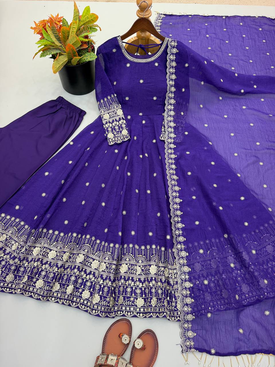 Designer Ready to Wear Anarkali Gown, Pant With Dupatta- Wedding & Festive Wear
