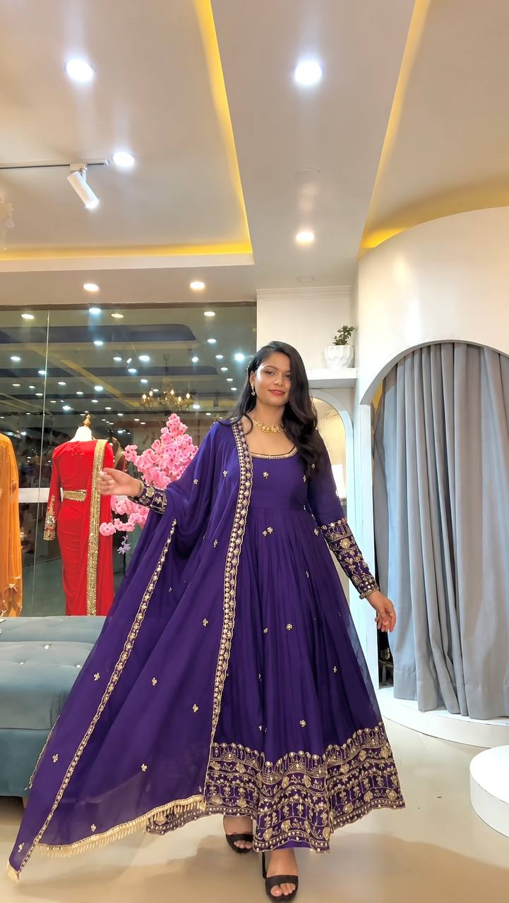 Designer Ready to Wear Anarkali Gown, Pant With Dupatta- Wedding & Festive Wear