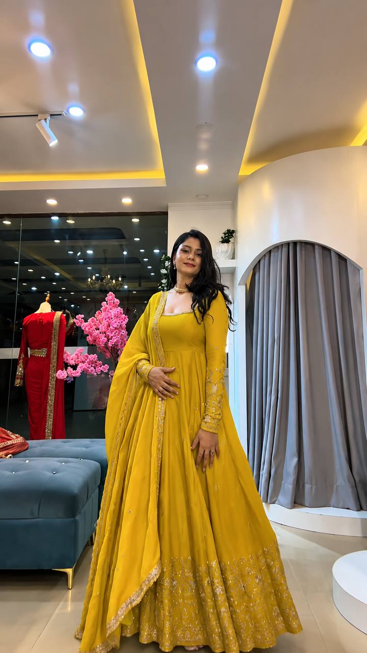 Designer Ready to Wear Anarkali Gown, Pant With Dupatta- Wedding & Festive Wear