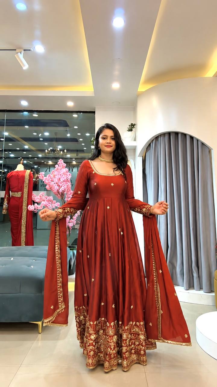 Designer Ready to Wear Anarkali Gown, Pant With Dupatta- Wedding & Festive Wear