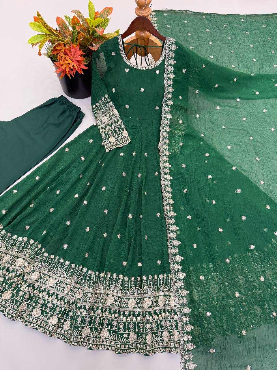 Designer Ready to Wear Anarkali Gown, Pant With Dupatta- Wedding & Festive Wear