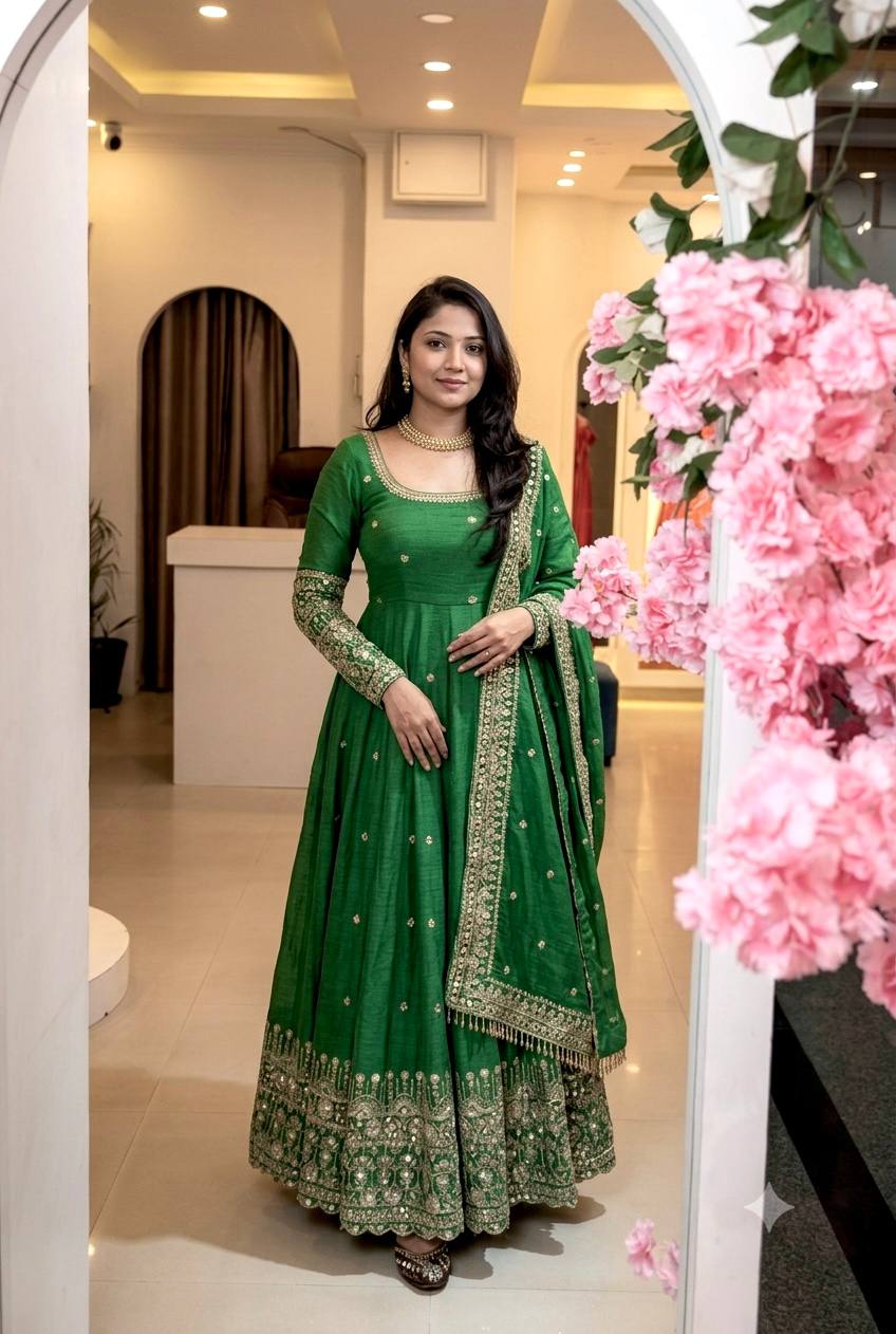 Designer Ready to Wear Anarkali Gown, Pant With Dupatta- Wedding & Festive Wear