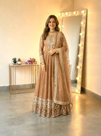 Long Flaired Anarkali Gown Pant With Dupatta - Festive & Wedding Wear