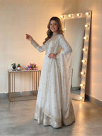 Long Flaired Anarkali Gown Pant With Dupatta - Festive & Wedding Wear
