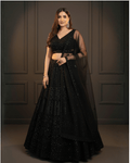Timeless Black Net Lehenga with Sequin Detailing & Dupatta - Party Perfection