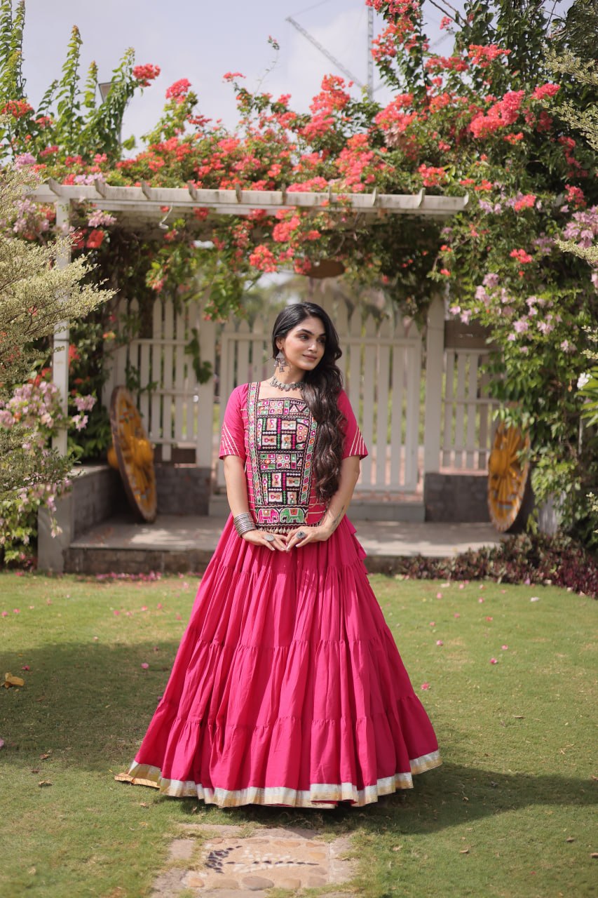 Traditional Festive Top With Lehenga- Elegant Garba Dance & Celebration Outfit