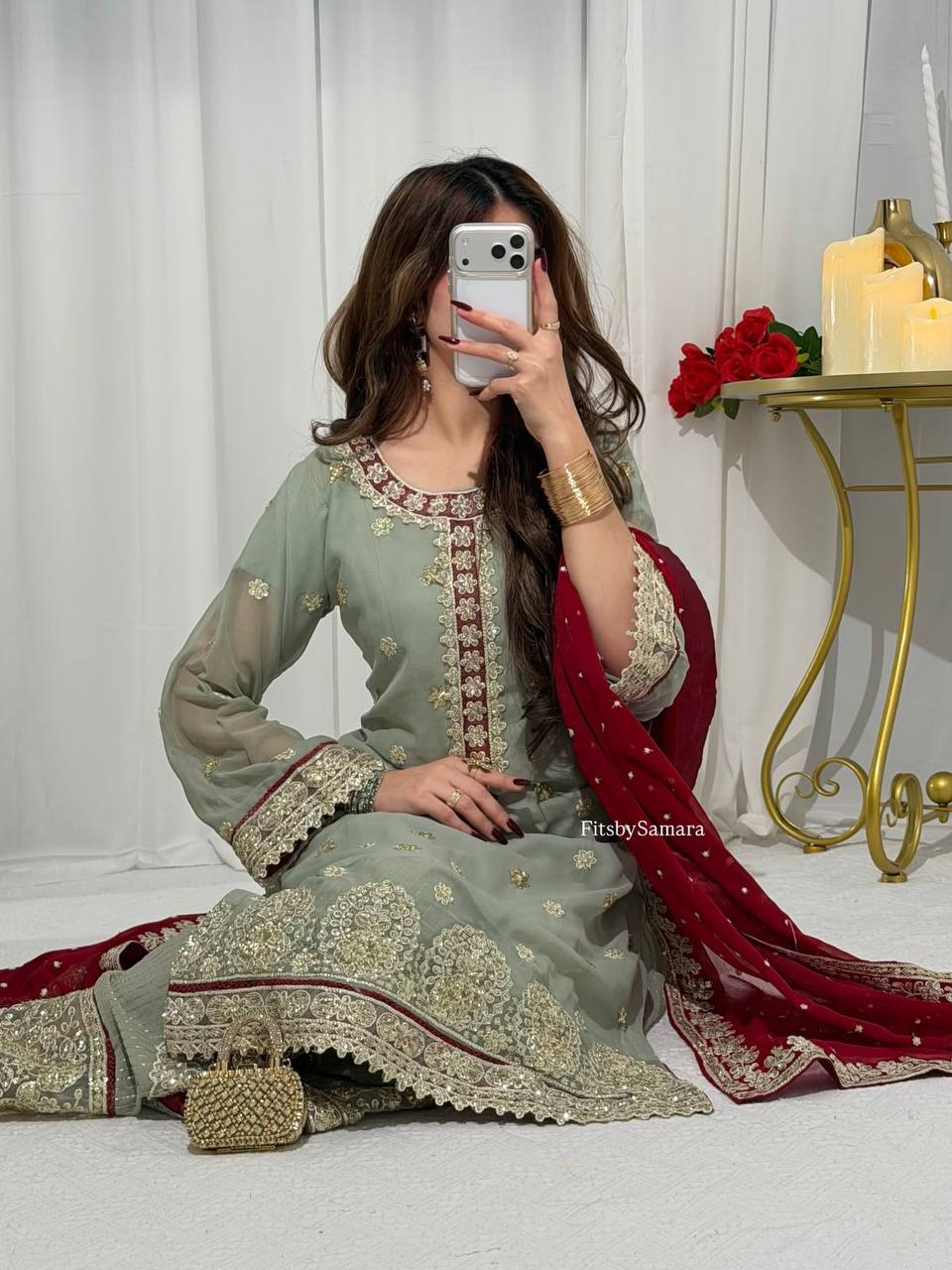 Designer Pakistani Kurti Palazzo With Dupatta - Wedding And Festive Wear