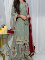 Designer Pakistani Kurti Palazzo With Dupatta - Wedding And Festive Wear