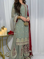 Designer Pakistani Kurti Palazzo With Dupatta - Wedding And Festive Wear