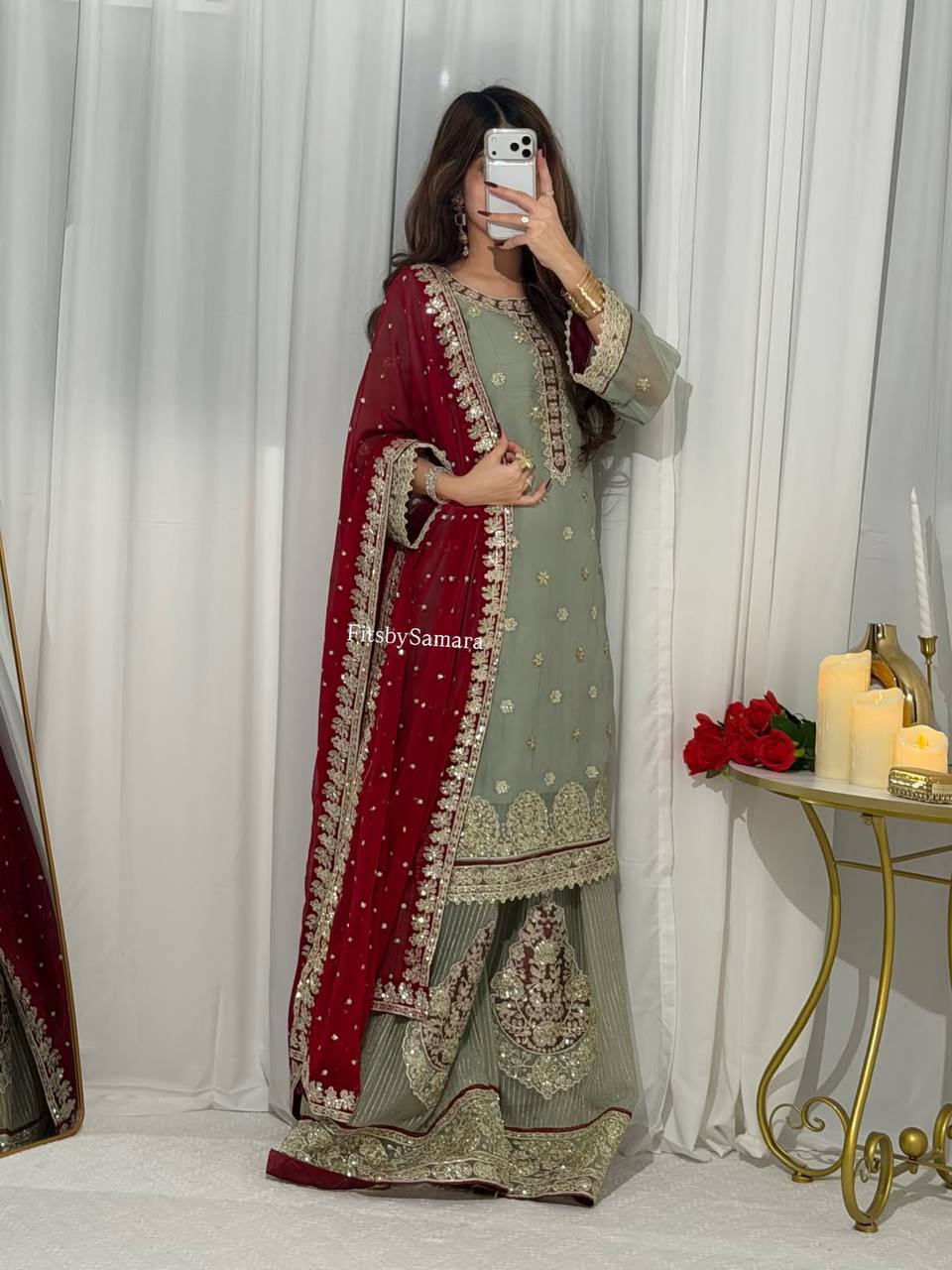 Designer Pakistani Kurti Palazzo With Dupatta - Wedding And Festive Wear